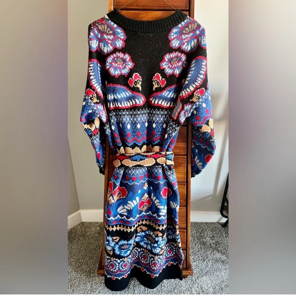 NWT FARM Rio Ainika Jacquard maxi Cardigan Sweater in Ainika Sparkle Black - Picture 4 of 4